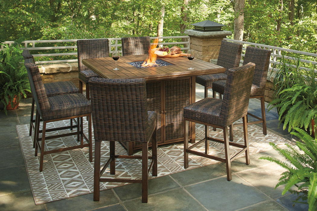 Paradise Trail 9-Piece Outdoor Bar Table Set