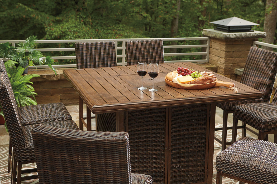 Paradise Trail 9-Piece Outdoor Bar Table Set