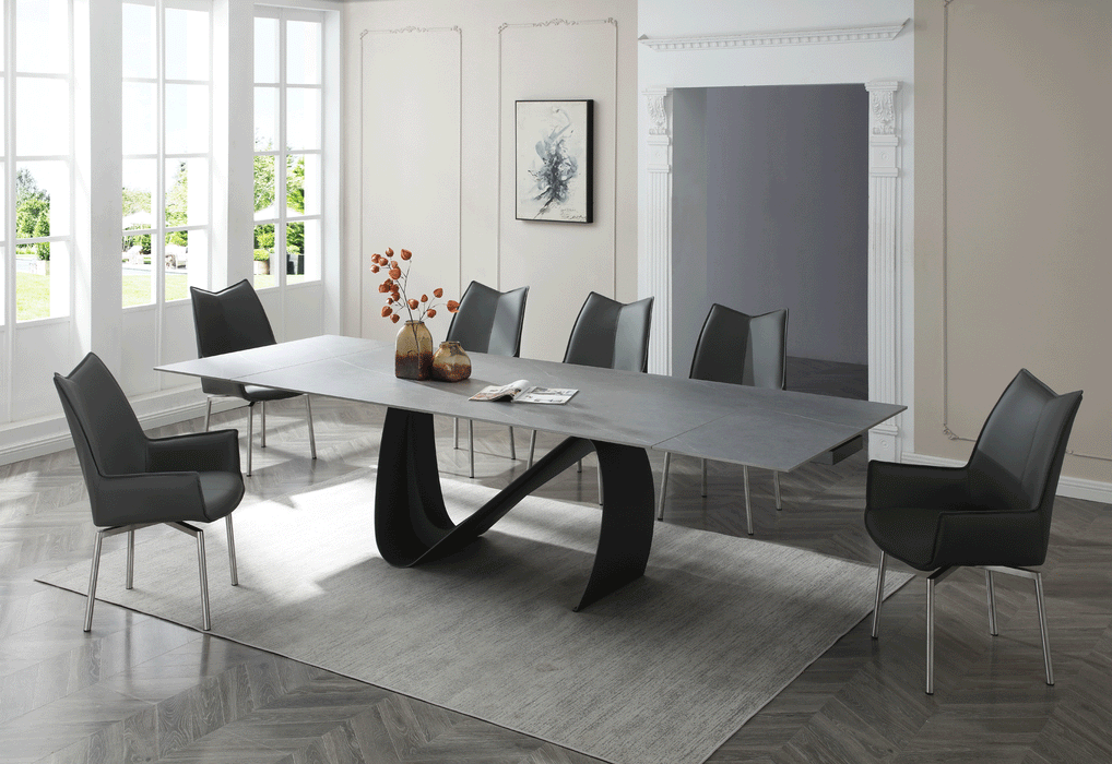 9087 Table Dark grey with 1218 swivel dark grey chair SET