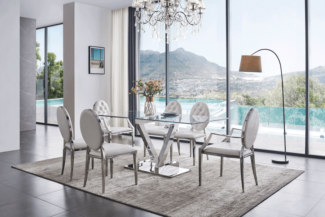 Zig Zag Dining Table with 110 White Chairs SET