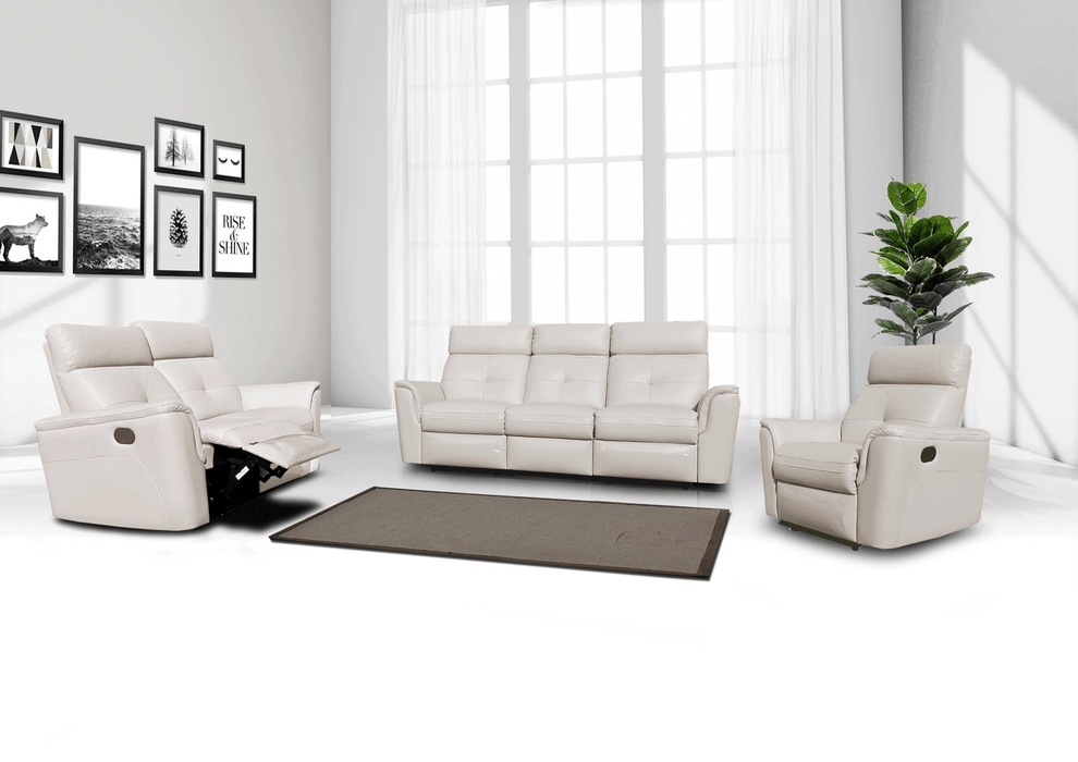 8501 White w/Manual Recliners SET